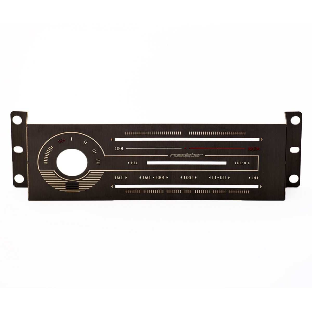 Labeled Black Brushed Stainless Heater Panel (HVAC)